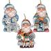 Set of 3 Santa Wild Adventure Wooden Christmas Ornaments 5.5"