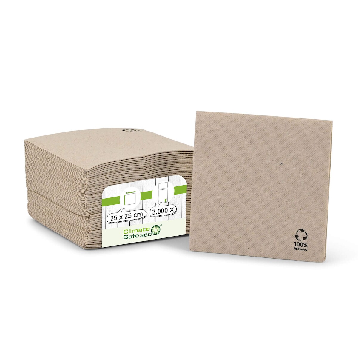 greenbox - Servietten aus recyceltem Papier (Premium) 25 x 25 cm, 2-lagig, 1/4 Falz, ungebleicht, 3000 St. Image