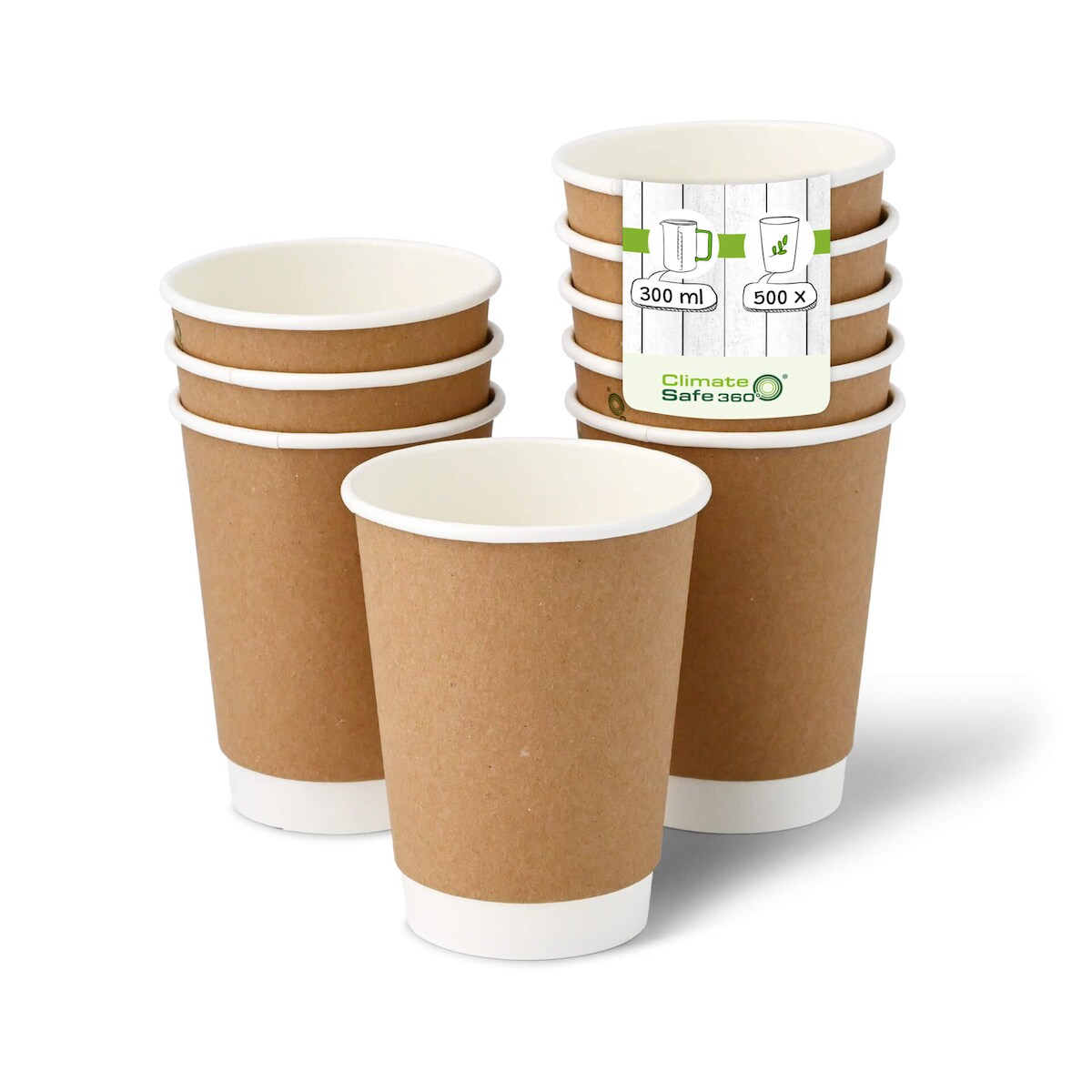 greenbox - Coffee to go Becher aus Pappe, doppelwandig, 300 ml / 12 oz, Ø 90 mm, braun, 500 St. Image
