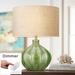 360 Lighting Gordy 20 1/2" Green Ribbed Ceramic Table Lamp with Dimmer