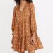 Madewell Dresses | Madewell Tie-Neck Tiered Mini Dress In Bloom Dot, Size Medium | Color: Brown/Tan | Size: M