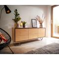 DELIFE Sideboard Stonegrace 175 cm Akazie Natur 3 Türen Steinfurnier V-Fuß, Sideboards