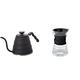 Hario VBK-120-MB V60 Bouno Kaffeetropfkessel Schwanenhals Stovetop Black (1.2L/ 1200 ml) schwarz & VDD-02B VD 700 ml V60 Drip Dekanter Pourover Coffee Brewer Server für 2–3 Tassen,Transparent