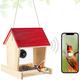 WCZZH Smart Bird Feeder, Outdoor Garden Bird Camera 1080p ，wooden Bird House With Drainage Holes. For Bird Watching Capture Photos ，attracts A Variety Of Outdoor Birds To Your Garden(64G, Red)