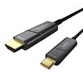 Fiber Optic USB C to HDMI Cable 25ft, huaham Type C to HDMI 2.0 Cable 4K@60Hz, Thunderbolt 3 Compatible with MacBook Pro/Air, Pad Pro/Air, Surface Go, Tablets, Laptops (7.5m/25ft)