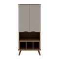 Hampton 26.77 Display Cabinet 6 Shelves and Solid Wood Legs in Off White and Maple Cream - Manhattan Comfort 65-14PMC11