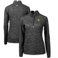 Women's Cutter & Buck Black Cal Poly Mustangs Traverse Camo Quarter-Zip Pullover Top