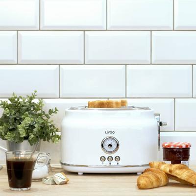 "Livoo Toaster mit 2 Schlitzen Retro Weiß"