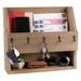 HomCom Wall Mail Organizer w/ Key Hooks Wood/Solid Wood in Brown | 12.5 H x 14 W x 5 D in | Wayfair B086Q81SF5