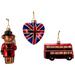 Kurt Adler 3 Piece British Hanging Figurine Ornament Set Glass in Blue/Red/White | 4.5 H x 4.5 W x 4.5 D in | Wayfair C7594