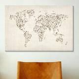 Ophelia & Co. 'Map of the World Map Floral Swirls' by Michael Tompsett Graphic Art on Canvas Metal | 40 H x 60 W x 1.5 D in | Wayfair