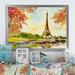 Winston Porter Paris Eiffel Tower In Beaufitul Summer III - Floater Frame Print on Canvas Metal in Green/Orange/Red | 16 H x 32 W x 1 D in | Wayfair