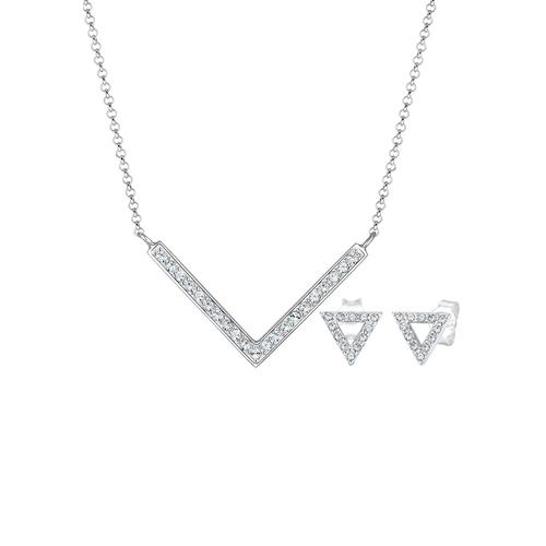 Elli – Elli Schmuckset Dreieck Geo Kristalle Edgy 925 Silber Schmuck-Set Damen