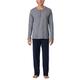 Schiesser Herren Schlafanzug lang Pyjamaset, Blau 800, 62