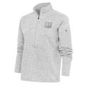 Women's Antigua Heather Gray New York Giants Metallic Logo Fortune Half-Zip Pullover Jacket