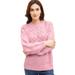 Plus Size Women's Pointelle Yoke Pullover Sweater by ellos in Dusty Pink Marled (Size 26/28)