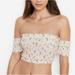 Victoria's Secret Tops | Beige Blue Floral Smocked Off-Shoulder Crop Top | Color: Blue/Cream | Size: S