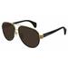 Gucci Accessories | Gucci Gg0447s 003 Black Gold Brown Lens Gg 447 58mm Large Aviator Sunglasses New | Color: Brown/Gold | Size: Os