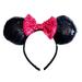 Disney Accessories | Disney Minnie Ears Mickey Mouse Classic Pink Sequin Black Headband | Color: Black/Pink | Size: Os