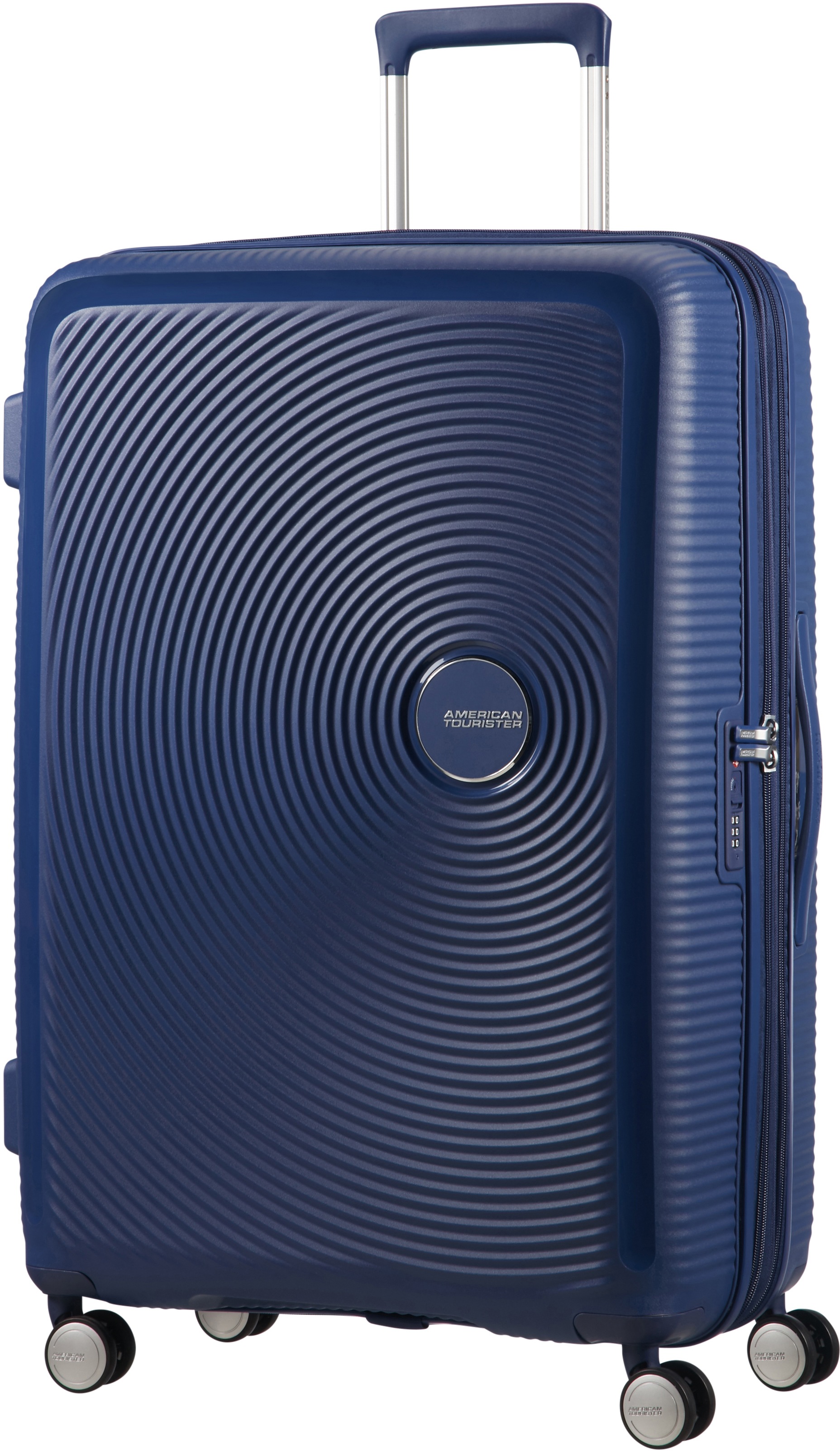 Hartschalen-Trolley AMERICAN TOURISTER "SOUNDBOX, in verschiedenen Farben und Größen", Gr. B/H/T: 51,5cm x 77cm x 29,5cm 97 l, blau (midnight navy), Polypropylen, unifarben, Koffer, Reisekoffer Trolley Aufgabegepäck TSA-Zahlenschloss Volumenerweiterung Image
