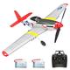 VOLANTEXRC 4-CH RC Airplane with Aileron Remote Control Warplane P51 Mustang Ready to Fly with Xpilot Stabilization System, One Key Aerobatic and One-Key U-Turn Function for Beginners (761-5 RTF）