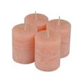 Paris Prix - Lot De 4 Bougies Pilier rustique 5cm Rose Poudré