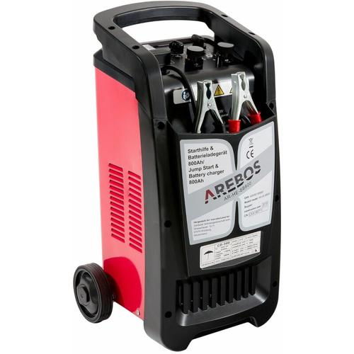 AREBOS KFZ Starthilfe Batterieladegerät BOOSTER 800 Ah Batterielader 12V 24V PKW LKW – schwarz/rot
