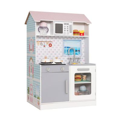 Costway 2-In-1 Double Sided Kids Kitchen Playset a...