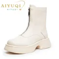 AIYUQI – bottes Chelsea en cuir véritable pour femme bottes d'hiver à la mode en fourrure