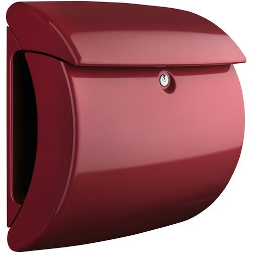 „Briefkasten BURG WÄCHTER „“Piano 886 M““ Briefkästen rot (dunkelrot) Briefkästen Hausnummern in Klavierlack-Optik, Merlot“