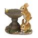 11.75" Brown and Yellow Playful Bunnies Bird Feeder