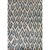 Ivory/ Blue Moroccan Shaggy Area Rug Handmade Wool Carpet - 8'1" x 9'10"