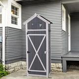 Magic Union 2 ft. 2 in. W x 1 ft. 5 in. D Solid Wood Vertical Storage Tool Shed in Gray | 70.9 H x 25.9 W x 16.5 D in | Wayfair HH529700GR-WY01