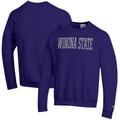 Men's Champion Purple Winona State Warriors Eco Powerblend Crewneck Pullover Sweatshirt