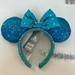 Disney Accessories | Disney Parks Aqua Ears With Sparkle Satin Bow Nwt | Color: Blue | Size: Os