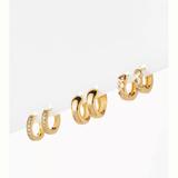 Anthropologie Jewelry | Anthropologie Set Of Three 14k Gold Plated Huggie Earrings | Color: Gold | Size: Os