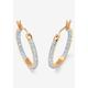 Women's 1/10 Cttw. Round Diamond Accented Hoop Earrings 14K Gold Over Sterling Silver Jewelry by PalmBeach Jewelry in Diamond