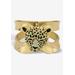 Women's Goldtone Crystal Leopard Hinged Cuff Bangle Bracelet (50Mm) by PalmBeach Jewelry in Crystal