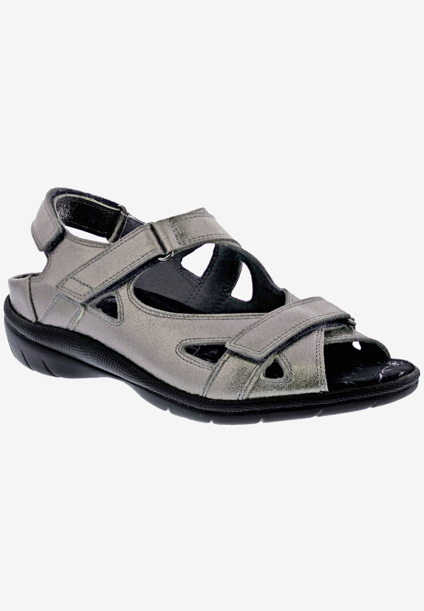 Wide Width Women's Drew Lagoon Sandals by Drew in Pewter (Size 7 1/2 W)