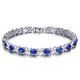 KnBoB White Gold Bracelets for Women 18K Real Gold, Dainty Sapphire Bracelet Flower Oval Sapphire with Moissanite Length 20CM