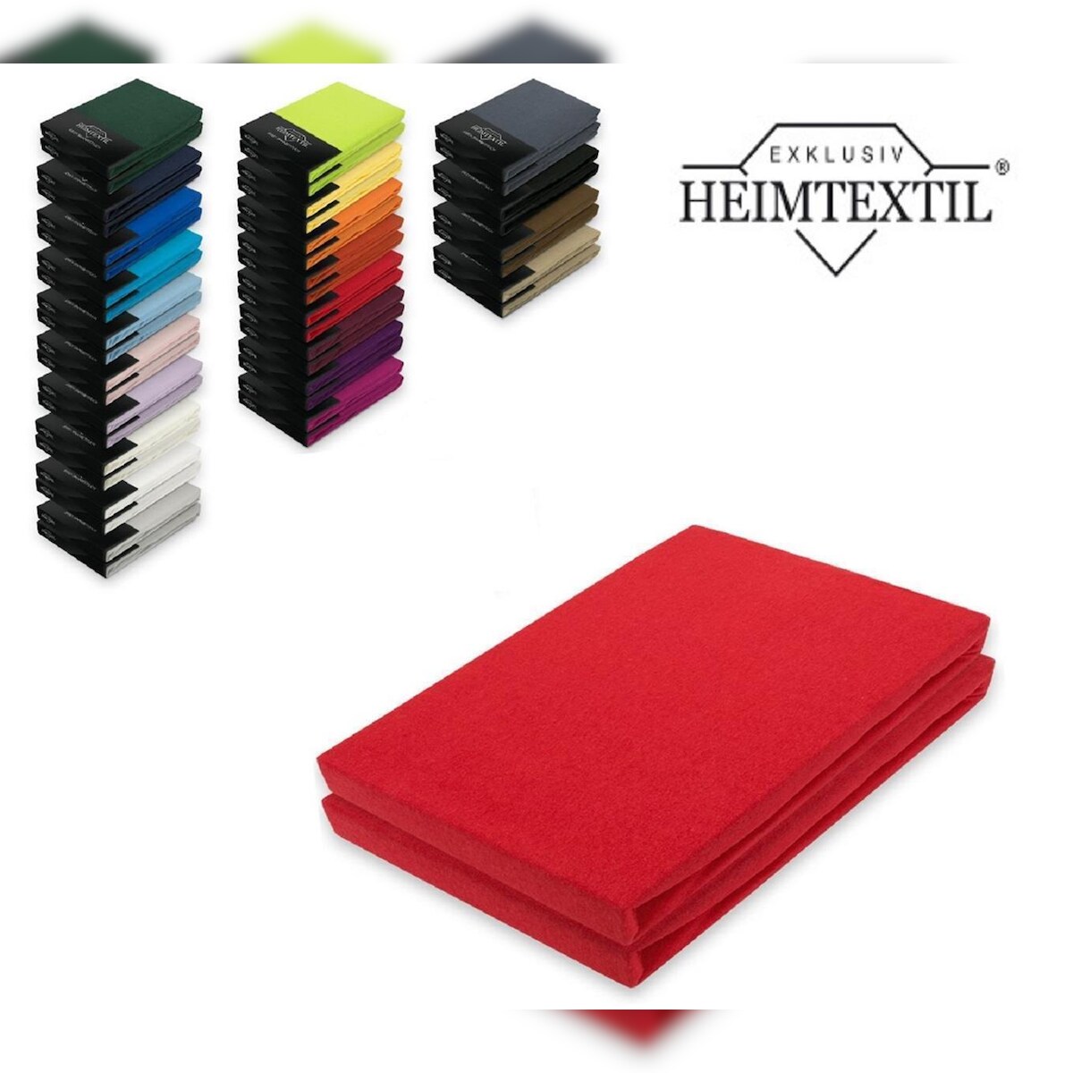 EXKLUSIV HEIMTEXTIL Marke Jersey Spannbettlaken Doppelpack Rundumgummizug 90 - 100 x 200 cm Rot Image