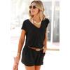 Kurzoverall LASCANA, Damen, Gr. 42, N-Gr, schwarz, Jersey, Obermaterial: 95% Viskose, 5% Elasthan, unifarben, casual, figurumspielend kurz, V-Ausschnitt, Kurzarm, Overalls, mit V-Ausschnitt, elastischer Jumpsuit mit Taschen, Topseller