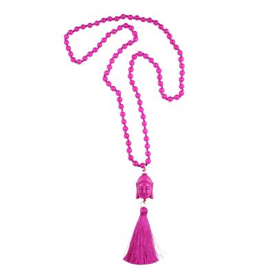 Lange Kette "Nepal", Damen, Gr. one size, Glas, pink, COLLEZIONE ALESSANDRO, Basic, Halsketten, mit echten Glasperlen