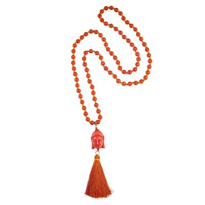 Lange Kette "Nepal", Damen, Gr. one size, Glas, orange, COLLEZIONE ALESSANDRO, Basic, Halsketten, mit echten Glasperlen