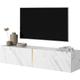 Selsey - Bisira Meuble tv Blanc imitation marbre avec insert doré, 140 cm