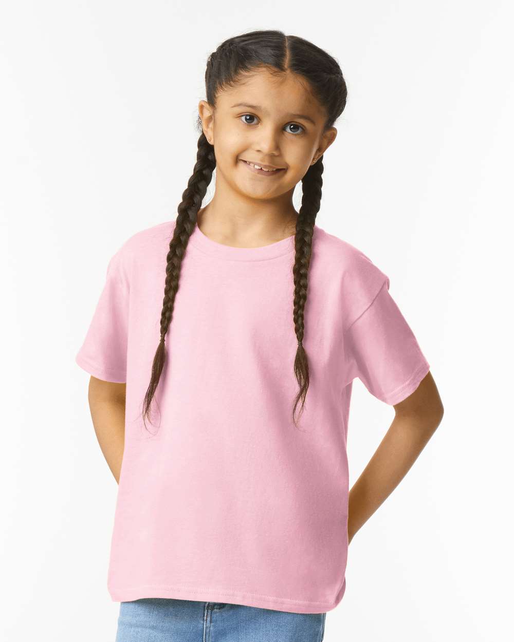 Gildan G640B Youth Softstyle T-Shirt in Light Pink size XS | ring spun cotton 64000B