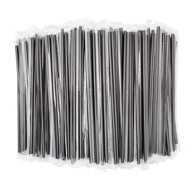 Individually Wrapped Plastic Drinking Straws, 10.25" Extra Long (Black, 600 Pack)