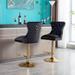 Swivel Bar Stools Chair Set of 2 Adjustable Counter Height Bar Stools Tufted High Back & Ring Pull