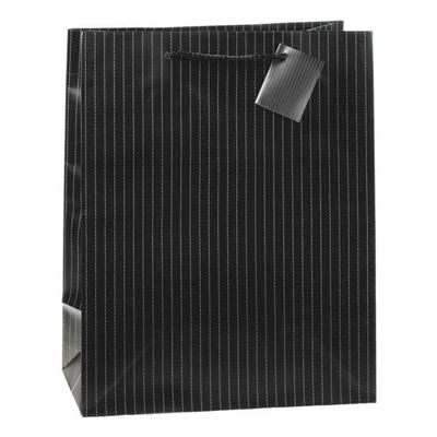 12er-Pack Geschenktaschen »Nadelstreifen« Größe XL schwarz, TSI, 26x32x13.5 cm