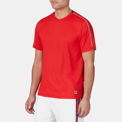 Fila Heritage Essentials Jacquard Crew Men's Tennis Apparel Fila Red/White/Fila Navy